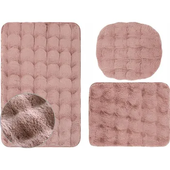 Koupelnová předložka Protiskluzová koupelnová předložka Aruba 3D měkká Pudrová Růžová 3 dílná sada