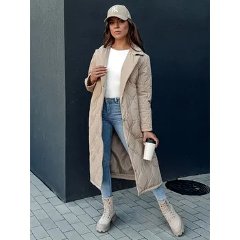 Dámský kabát Béžový dámský dlouhý prošívaný kabátek TRENDIFY TY4356 Velikost: XL
