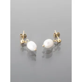 Náušnice Prosperk Náušnice oválné perličky se zlatou ocelí