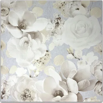 Fototapeta TAPETY - FOTOTAPETA KVĚTY 3D BÉŽOVÁ ŠEDÁ LESKLÁ VINYLOVÁ