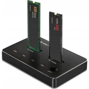 Dokovací stanice Qoltec pro disky SSD M.2 | NVMe | SATA | USB-C | DUAL 2 x 2TB