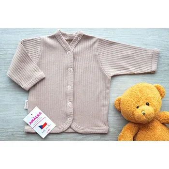 Kojenecká bunda AMÁLKA Bavlněný žebrovaný kabátek, oříškový latté Velikost: 68