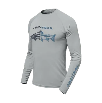 Rybářské oblečení Finntrail Longsleeve Wave Fish Grey