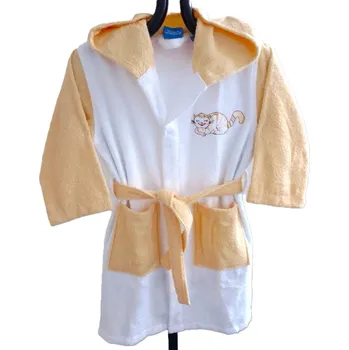 Dívčí župan Dětský froté župan s výšivkou 0-2 roky žluto/bílý