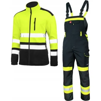 Pánské kalhoty PRACOVNÍ ODĚV SOUPRAVA kalhoty s laclem POLAR BOZP reflexní ODOLNÉ 3XL