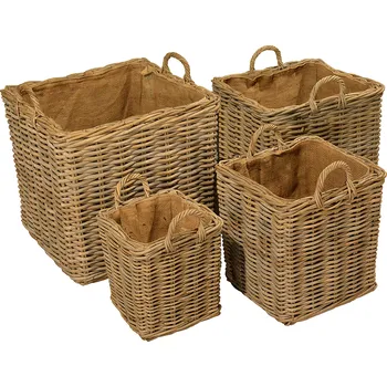 Koš na prádlo DEOKORK Ratanový koš ŠEDIVÝ Střední koš 44 × 42 cm