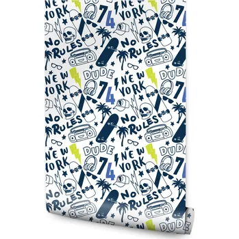 Fototapeta Tapeta pro mládež New York skateboard sluchátka