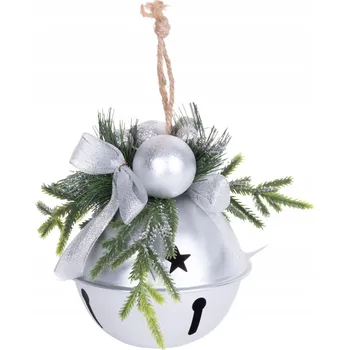 Vánoční dekorace Rolnička MagicHome Vánoce, 08x08x10 cm, stříbrná
