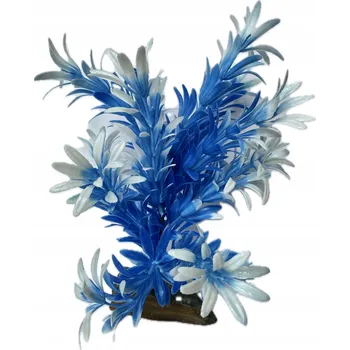 umělá květina UMĚLÁ ROSTLINA DO AKVÁRIA MODRÁ DEKORACE OZDOBA TERÁRIA 19 CM