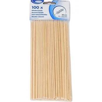 Jednorázové nádobí Špejle dřevěná hrocená O3mm x 20cm [100 ks]