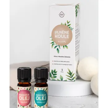 Přípravek na praní Výhodná sada Vlněné koule do sušičky + 2 esenciální oleje - různé vůně