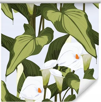 Fototapeta Tapeta do obýváku TROPICKÉ listy květy orchidej