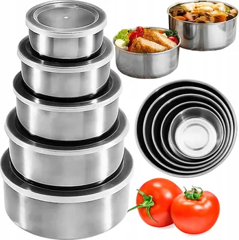 Misky z nerezové oceli s víčky, sada 5 ks