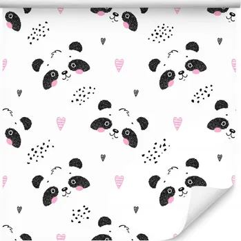 Tapeta 10m TAPETA do dětského pokoje pandy medvídci puntíky