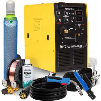 Svářečka INVERTOROVÁ SVÁŘEČKA MAGNUM MIG 270W MMA IGBT ALU 400V 4X4 FLUX 3V1 280A