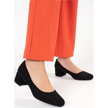 Dámské lodičky Pohodlné černé lodičky dámské na širokém podpatku 38