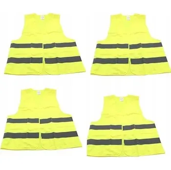 Výstražná reflexní vesta, sada 4 kusů, žlutá