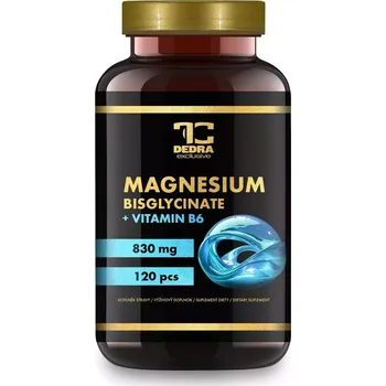 Speciální výživa Dedrá MAGNESIUM BISGLYCINÁT 830 mg, elementární hořčík 166 mg + vitamín B6 P5P, doplněk stravy. 120 kapslí