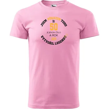 Pánské tričko DOBRÝ TRIKO Pánské tričko s potiskem 50 legenda Velikost: XS, Barva: Růžová