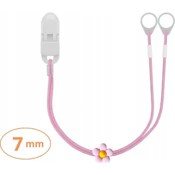 Dvojitý klip na malé sluchadla - růžová s kytičkou