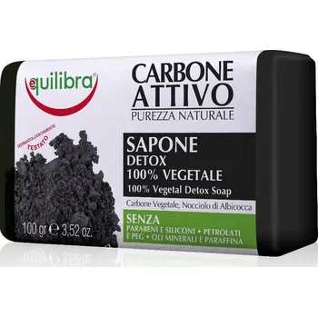 Mýdlo Equilibra, čisticí mýdlo 100% rostlinné s aktivním uhlím, 100 g