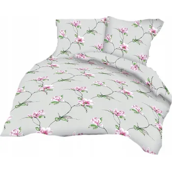 Povlečení KREPOVÉ POVLEČENÍ 140x200 cm + 1x 70x80 cm Magnolie na šedém