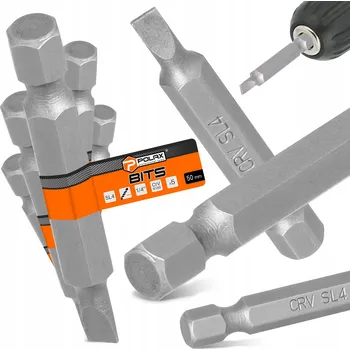 Bit 5x BIT ŠROUBOVÁKU SL4 50 mm Magnetický hrot 1/4 Plochý hrot, SOLIDNÍ