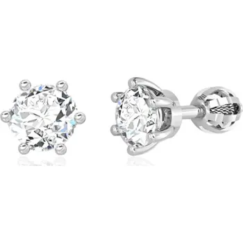 Náušnice Couple, Peckové náušnice Simone, bílé zlato se zirkony, 585-66-3-0626.1B00.0.00.001.05