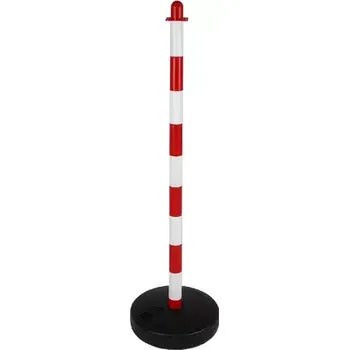 Plotový sloupek Plastový sloupek s kruhovou základnou, bílá / červená, výška: 110 cm