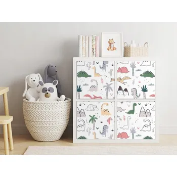 samolepka Samolepka IKEA KALLAX Barevné dinosaury a palmy