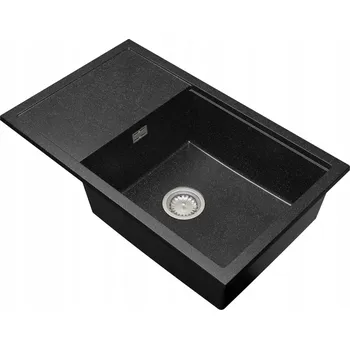 Granitový dřez Jednokomorový granitový dřez s odkapávačem 80x50 cm - Sifon