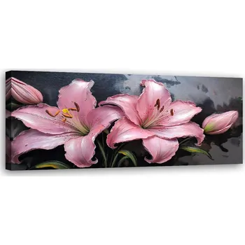 Obraz Obraz na plátně, Lilie Růžové Květy Rostliny Pastely 120x40