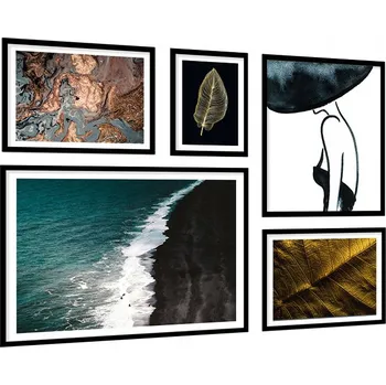 Obraz KOMPLET Galerie 5 ks Obrazů Plakátů v rámu KP099