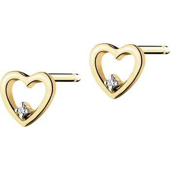 Náušnice Náušnice ze žlutého zlata s diamanty - srdce - 0,008 ct - ryzost 585 - 208.159