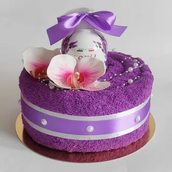 umělá květina Ateliér Confetti Dort z fialové osušky - Nika