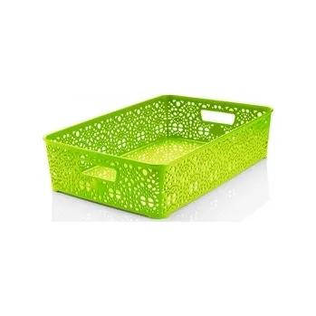 Úložný box Mega Plast, Košík MONAKO L, 10 x 39 x 27 cm, světle zelený
