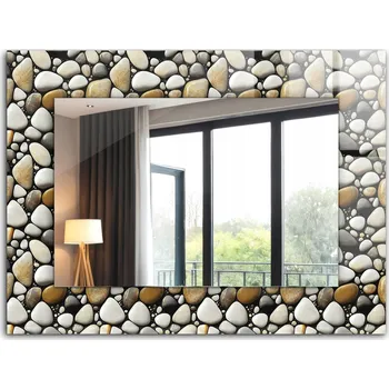 Zrcadlo Zrcadlo do koupelny ložnice obývacího pokoje s potiskem 80x60 Kameny vzor textura