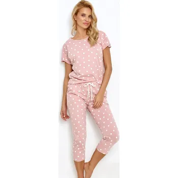 Dámské noční prádlo Tříčtvrteční pyžamo s puntíky Taro Chloe 2860 kr/r S-XL L24 Velikost: M, Barva: pudrová