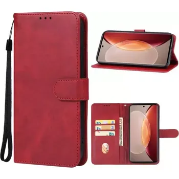 Pouzdro na mobilní telefon TopTechnology Kožené pouzdro pro Vivo X90 Pro červené, red, tzv. knížka