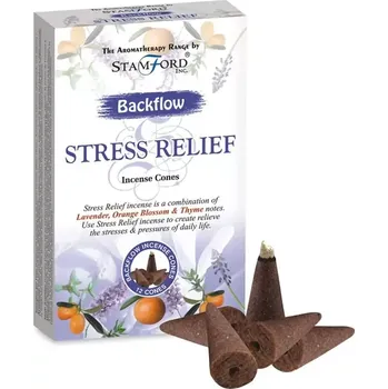 Vonné kužely tekoucí dým Stamford - Úleva od stresu 12ks (Tekoucí dým, kouřový vodopád.. Vůně levandule, květu pomerančovníku a tymiánu.)