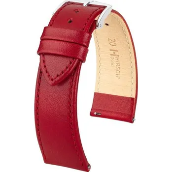 Řemínek na hodinky Řemínek Hirsch Osiris - červený - 16 mm - M – Střední délka - 14 mm - Stříbrná + 5 let záruka a dárek ZDARMA