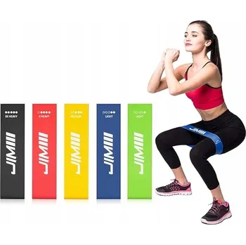 Sada 5 elastických odporových gum na cvičení fitness, 5 úrovní odporu