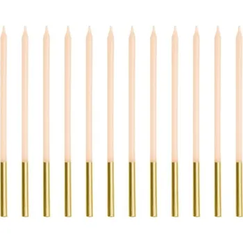 Svatební dekorace Narozeninové svíčky dlouhé, béžové, 14 cm