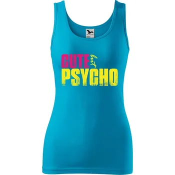 DOBRÝ TRIKO Dámské tílko s potiskem Cute but psycho Velikost: XL, Barva: Tyrkysová