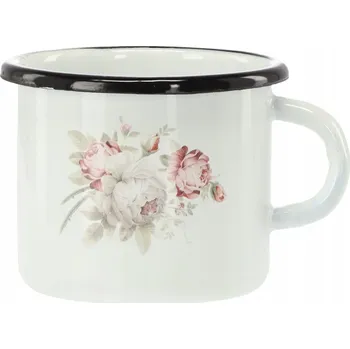 Smaltovaný hrnek 0,5 l bílý s růží