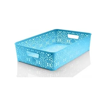 Úložný box Mega Plast, Košík MONAKO L, 10 x 39 x 27 cm, světle modrý