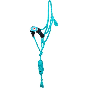 Pool's Set provazové ohlávky s vodítkem Diamond Design Mohair Pool's, turquoise/black