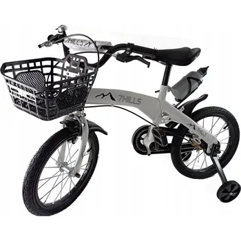 Dětské kolo Dětské kolo 7Hills 18 palců bílé ocelové 1 rychlost s košíkem a zvonkem