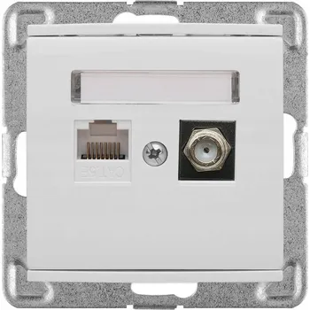 Elektrická zásuvka Anténní a internetová zásuvka do zdi Polmark bílá