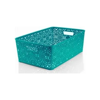 Úložný box Mega Plast, Košík MONAKO XL, 14 x 39 x 27 cm, tyrkysový